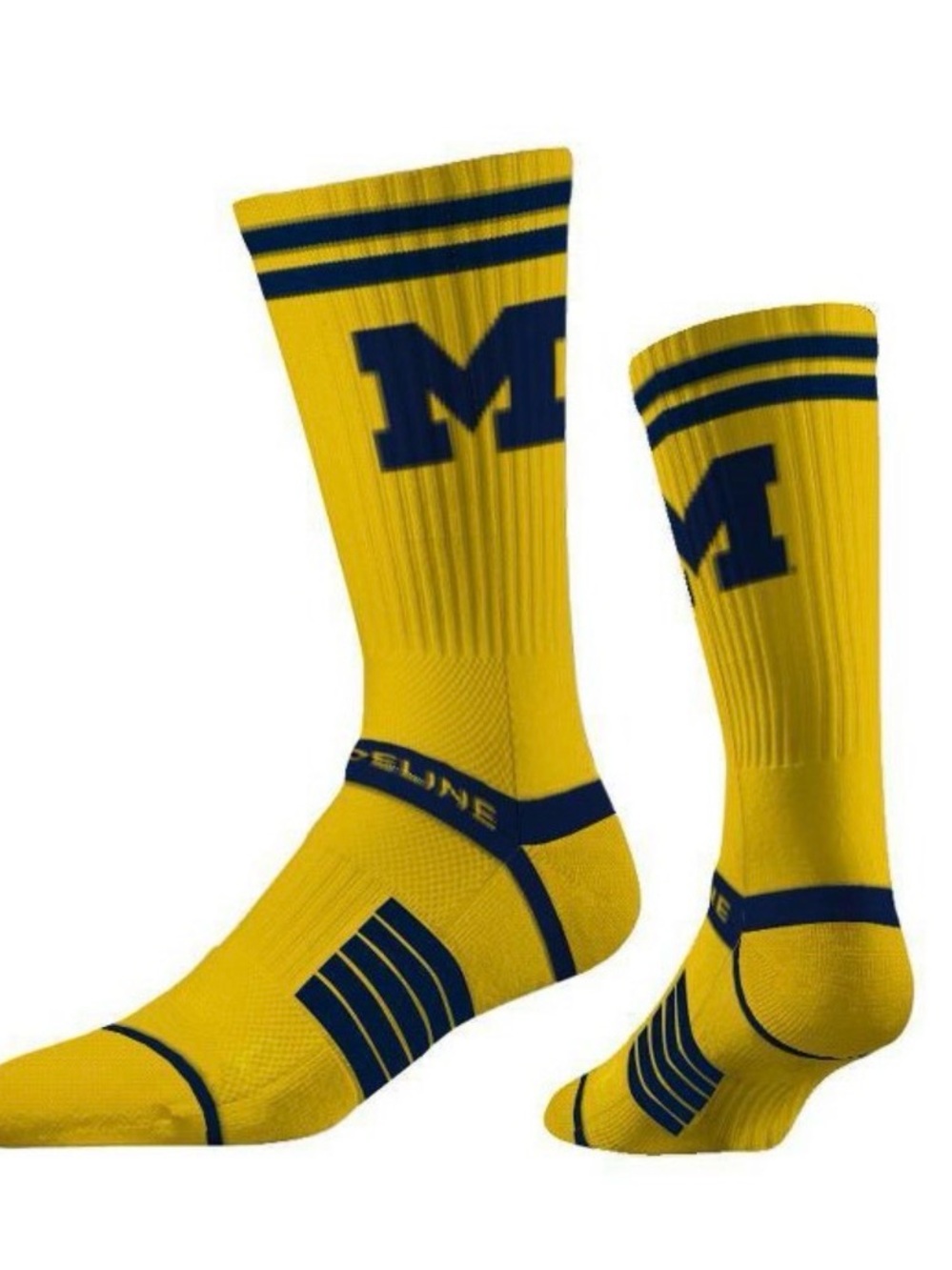 Michigan Wolverines Yellow & Navy Athletic Crew Socks SZ M/L